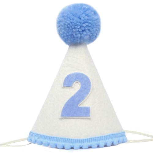 Hshenjhu Partyhüte Geburtstag, Geburtstagshüte mit Pompon und Zahlen 2, Wiederverwendbare Kegel Partyhüte, Geburtstagshut Kinder Deko, für Kinder Erwachsene und Welpenkatzenhaustie, Blau Hshenjhu Partyhüte Geburtstag, Geburtstagshüte mit Pompon und Zahlen 2, Wiederverwendbare Kegel Partyhüte, Geburtstagshut Kinder Deko, für Kinder Erwachsene und Welpenkatzenhaustie, Blau von Hshenjhu