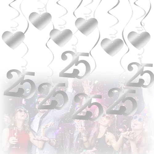 18 Stück Deko Silberhochzeit, Silberhochzeit Deko Girlanden,Silber Wirbel Dekorationen,Silberhochzeit Girlande,6X Herz Spirale + 6X Zahl 25 Aufhängung für Geburtstag,Hochzeit,Jubiläum Oder Partydeko 18 Stück Deko Silberhochzeit, Silberhochzeit Deko Girlanden,Silber Wirbel Dekorationen,Silberhochzeit Girlande,6X Herz Spirale + 6X Zahl 25 Aufhängung für Geburtstag,Hochzeit,Jubiläum Oder Partydeko von Hshihaysx