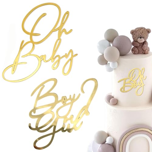 2 Stück Kuchen Dekorationen, Oh Baby Cake Topper Gold Acryl,Boy or girl Kuchen Topper Babyparty Tortendeko,Gold Kuchenaufsatz,Windeltorte Gender Reveal Partydeko Kuchenaufsatz Deko für Baby Shower 2 Stück Kuchen Dekorationen, Oh Baby Cake Topper Gold Acryl,Boy or girl Kuchen Topper Babyparty Tortendeko,Gold Kuchenaufsatz,Windeltorte Gender Reveal Partydeko Kuchenaufsatz Deko für Baby Shower von Hshihaysx