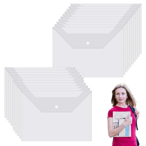 20 Stück Dokumententaschen A5 Transparent, Sichttasche Durchsichti Kunststoff Dokumententasche A5 Abheftbar Sammelmappe,für Lernmaterialien, Bürodokument, Kosmetika, Schreibwaren und Reisezubehör von Hshihaysx