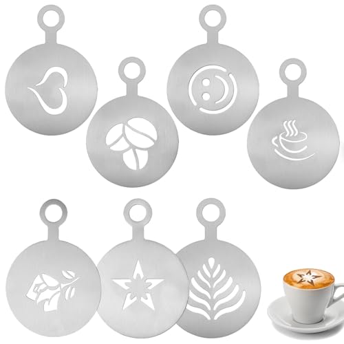 7 Stück Kaffeeschablonen aus Edelstahl, Cappuccino Schablonen,Kaffeeschablonen,Kaffee-Dekorationsschablone,Geschenk Kaffee Schablone Accessoires,Schablonen Tortenschablone für Kaffee Kuchen Dekorieren 7 Stück Kaffeeschablonen aus Edelstahl, Cappuccino Schablonen,Kaffeeschablonen,Kaffee-Dekorationsschablone,Geschenk Kaffee Schablone Accessoires,Schablonen Tortenschablone für Kaffee Kuchen Dekorieren von Hshihaysx