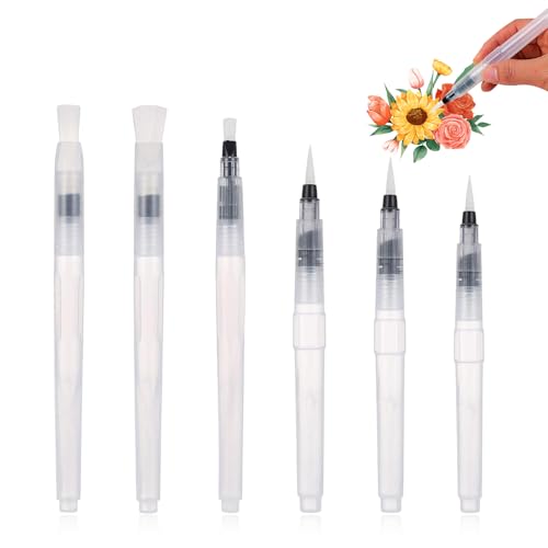 6-teiliges Aquarell-Pinsel-Set, solider Aquarell-Pinselstift, Wasserstifte zum Zeichnen und Aquarell, flache Spitze + spitze Spitze von Hsrag