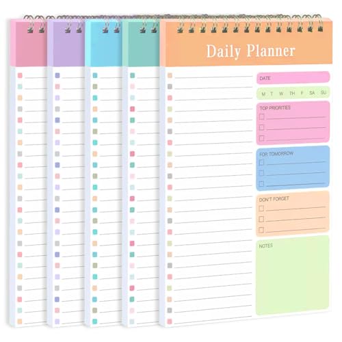 A5 To-Do-Listenblock, Tagesplaner, Notizblock, Checkliste, Dinge zu tun heute, Spiralbindung, undatiert, Terminplaner, To-Do-Planer, tägliche Aufgabenliste, Block für Arbeit, Studium, Produktivität von Hsrag