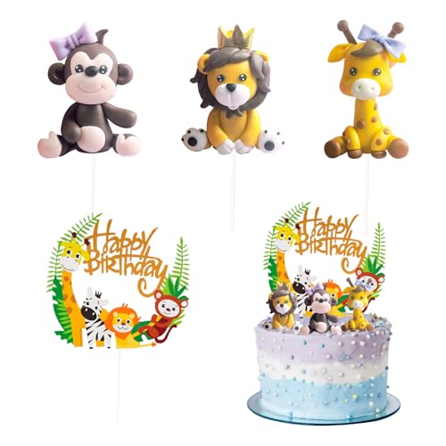 Dschungeltier-Kuchenaufsätze, Geburtstagstortenaufsatz, geeignet für Jungen und Mädchen, Geburtstagsparty-Zubehör Dschungeltier-Kuchenaufsätze, Geburtstagstortenaufsatz, geeignet für Jungen und Mädchen, Geburtstagsparty-Zubehör von Hsrag
