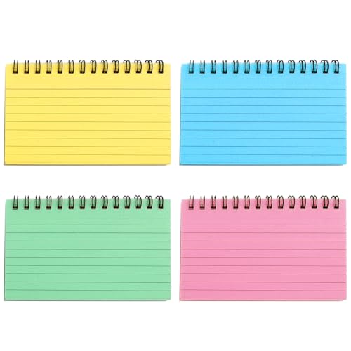 Lernkarten, 200 Blatt Revisionskarten, 7,6 x 12,7 cm, minimalistische, reißbare Karteikarten, Schulbedarf, Revisionsbedarf, Lernzubehör (Rosa + Blau + Grün + Gelb) von Hsrag