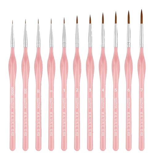 Mini-Pinsel-Set, 11-teilig, edles Pinsel-Set, Macaron-Rosa, feine Pinsel für Detailmalerei, Modellierung, Handwerk, Aquarell, digitale Malerei und andere Kunstwerke von Hsrag