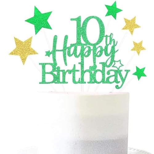 Tortenaufsatz zum 10. Geburtstag mit Glitzer-Dekoration für Kinder für Jungen und Mädchen Tortenaufsatz zum 10. Geburtstag mit Glitzer-Dekoration für Kinder für Jungen und Mädchen von Hsrag