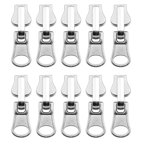 Hsthe Sea 10 Stück Nummer 5-Reißverschlüsse, umkehrbare Ersatz Reißverschlüsse, Schieber, Reißverschlüsse mit U-förmigem Stopp-Set für Outdoor Zelte und doppelseitige Kleidung (Silber) von Hsthe Sea