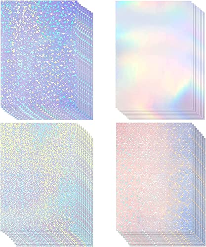 Hsthe Sea 20 Blatt Hologrammfolie, A4 Papier Holografisch Klare Vinyl Aufkleber Irisierende Folie für DIY Handwerk Dekoration Adventskalender von Hsthe Sea