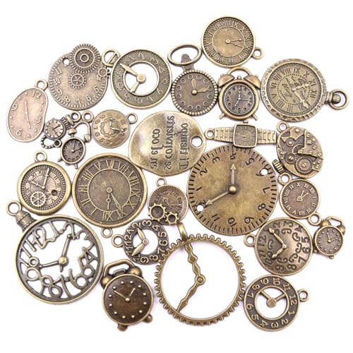 Hsthe Sea 25 Sets Uhr-Anhänger-Charms, mehrere gemischte antike Bronze-Uhrenzahnrad-Charms, Steampunk-Uhr-Anhänger, DIY-Schmuckherstellungszubehör Hsthe Sea 25 Sets Uhr-Anhänger-Charms, mehrere gemischte antike Bronze-Uhrenzahnrad-Charms, Steampunk-Uhr-Anhänger, DIY-Schmuckherstellungszubehör von Hsthe Sea