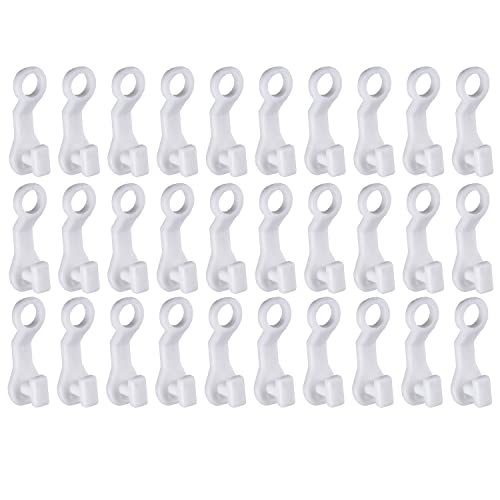 Hsthe Sea 30PCS Gardinenhaken für Schienen,Vorhangschiene Haken für Schlafzimmer, Wohnmobile, Schränke,Weiß Kunststoff Vorhanghaken Schienen Gardinengleiter,Curtain Hooks Gliders von Hsthe Sea