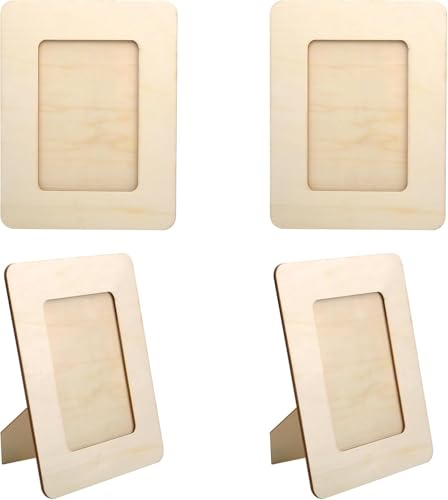 Hsthe Sea 4 Stück 16 x 12 cm Holz Bilderrahmen, rechteckiges Bastelrahmen Set für Bilderrahmen Tischpräsentation und Basteln, DIY Malerei von Hsthe Sea