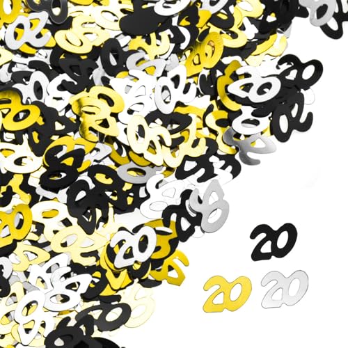 Hsthe Sea Konfetti zum 20. Geburtstag, 30 g, Schwarz-Gold-Silber, Tischdekorations-Konfetti, metallische Glitzerfolie, Tischkonfetti-Pailletten für Geburtstagspartys, Jubiläumsfeiern Hsthe Sea Konfetti zum 20. Geburtstag, 30 g, Schwarz-Gold-Silber, Tischdekorations-Konfetti, metallische Glitzerfolie, Tischkonfetti-Pailletten für Geburtstagspartys, Jubiläumsfeiern von Hsthe Sea