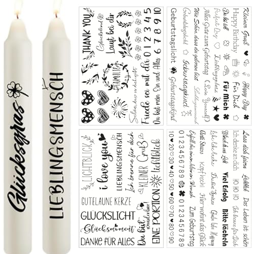 Hsupez 4 Bogen Kerzen Tattoo Folie A4 Kerzensprüche Kerzenaufkleber LIEBLINGSMENSCH Happy Birthday Geburtstag Kerzentattoos Dekorative Kerzen Wasserschiebefolie für Stabkerzen Basteln DIY Hsupez 4 Bogen Kerzen Tattoo Folie A4 Kerzensprüche Kerzenaufkleber LIEBLINGSMENSCH Happy Birthday Geburtstag Kerzentattoos Dekorative Kerzen Wasserschiebefolie für Stabkerzen Basteln DIY von Hsupez