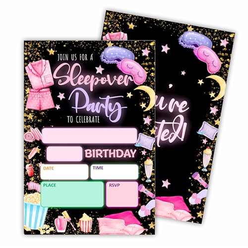 Hsupl Geburtstagseinladungskarten (10,2 x 15,2 cm – Übernachtungsparty – Set mit 20 Geburtstagseinladungen mit Umschlägen – Pyjama-Party-Einladungen für Jungen, Teenager, Kinder, Mädchen, Partyzubehör Hsupl Geburtstagseinladungskarten (10,2 x 15,2 cm – Übernachtungsparty – Set mit 20 Geburtstagseinladungen mit Umschlägen – Pyjama-Party-Einladungen für Jungen, Teenager, Kinder, Mädchen, Partyzubehör von Hsupl