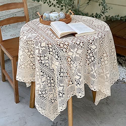 Hsvanyr Tischdecke, quadratisch, Baumwolle, handgefertigt, Häkelspitze, Tischdeckchen für Couchtisch, Kommode, Schal, Schonbezug, Dekoration, 150 x 150 cm von Hsvanyr
