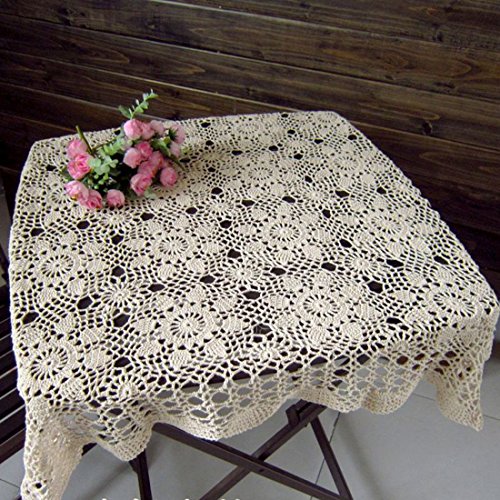 vanyear handgefertigte Häkel-Tischdecke, Baumwolle, Spitze, Tischset, Tischdecke, Couch-Rückseite, 99 cm, Beige von Hsvanyr