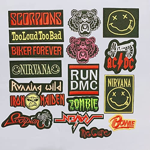 HSYADAZI 10 Stück BüGelflicken, Punk-Rock Aufnäher Set - Mix aus Bügel- & Nähpatches für Kleidung - Edgy Designs für Jeans, T-Shirts & Jacken HSYADAZI 10 Stück BüGelflicken, Punk-Rock Aufnäher Set - Mix aus Bügel- & Nähpatches für Kleidung - Edgy Designs für Jeans, T-Shirts & Jacken von Hsyadazi
