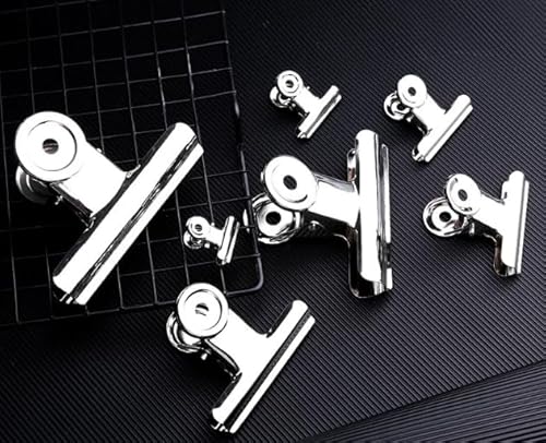 Hsyadazi 10 Stück Large Bulldog Clips, 63mm Metall klammern -Wiederverwendbare Metallklammern für Büro, Küche & Bastelbedarf (Silber) von Hsyadazi