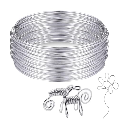 Hsyadazi Aluminium Draht zum Basteln, 20m Aluminium-Basteldraht (2mm) - Biegsamer Schmuckdraht in Silber für DIY-Schmuck, Dekoration & Modellbau von Hsyadazi