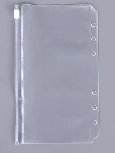 Hsyadazi15 Stück A6 Binder Taschen, mit Reißverschluss - Transparente PVC-Ordnerhüllen (6-Loch) - Wasserdichte Dokumententaschen für Ringbücher & Budget Planner von Hsyadazi