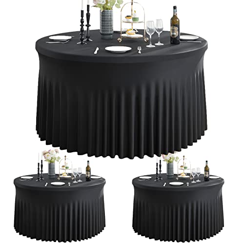 2 Pack Dehnbare Spandex Schwarz Runde Tischdecke für 150 cm Runden Tisch, Strecth Runde Tischdecke 300 cm für Bankett, Hochzeitsempfang, Buffettisch, Party, Geburtstag, Urlaub, Abendessen 2 Pack Dehnbare Spandex Schwarz Runde Tischdecke für 150 cm Runden Tisch, Strecth Runde Tischdecke 300 cm für Bankett, Hochzeitsempfang, Buffettisch, Party, Geburtstag, Urlaub, Abendessen von Htper