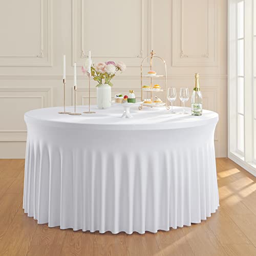 Weißer Dehnbare Spandex Runde Tischdecke für 150 cm Runden Tisch, Strecth Runde Tischdecke 300 cm für Bankett, Hochzeitsempfang, Buffettisch, Party, Geburtstag, Urlaub, Abendessen Weißer Dehnbare Spandex Runde Tischdecke für 150 cm Runden Tisch, Strecth Runde Tischdecke 300 cm für Bankett, Hochzeitsempfang, Buffettisch, Party, Geburtstag, Urlaub, Abendessen von Htper