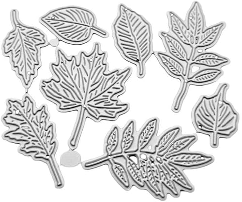 Htppzjr Blatt-Stanzformen aus Ahornblatt, Metallschablonen für Scrapbooking, Kartenherstellung, Album, dekorative Prägepapier-Bastelarbeiten, Stanzformen, 8 Stück von Htppzjr