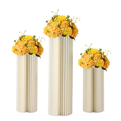 3 Stück Karton Blumenständer Cremeweiße aus Pappe, Hochzeit Tafelaufsätze Klappbarer Blumenständer mit 3 PVC-Platten für Jahrestage, Geburtstage, Hochzeiten, Verlobungen, 60/80/100CM 3 Stück Karton Blumenständer Cremeweiße aus Pappe, Hochzeit Tafelaufsätze Klappbarer Blumenständer mit 3 PVC-Platten für Jahrestage, Geburtstage, Hochzeiten, Verlobungen, 60/80/100CM von HuKaiL