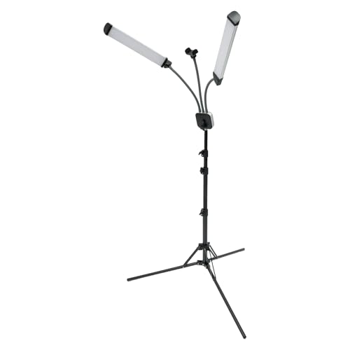 HuKaiL LED Tageslichtlampe, USB 360° Wimpernverlängerung Beauty Light mit Einstellbare Farbtemperatur, 3000-6000K Helligkeit und Höhe, Videolicht Fotolicht Kosmetiklampe TattooLampe mit Teleskopstati von HuKaiL