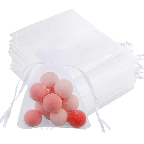 HuaJiao 100 Stück Organzasäckchen 7x9cm, Schmucksäckchen Klein Organzabeutel mit Zugband Geschenkbeutel Klein für Gastgeschenk Kommunion Konfirmation Hochzeit Taufe Geburtstag Party von HuaJiao