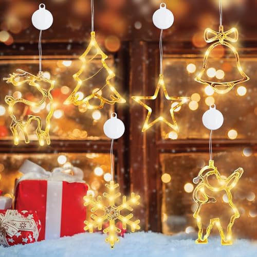 Fensterlicht Saugnapf, Weihnachtsbeleuchtung Fenster, 6er Set LED Saugnapf Weihnachten Lichter, Weihnachten Saugnapf LED Deko, LED Fensterdeko Weihnachten, Party Christmas Window Lights Fensterlicht Saugnapf, Weihnachtsbeleuchtung Fenster, 6er Set LED Saugnapf Weihnachten Lichter, Weihnachten Saugnapf LED Deko, LED Fensterdeko Weihnachten, Party Christmas Window Lights von HuaMuDM
