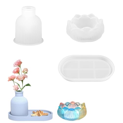 HuaMuDM 3 Stück Vase Silicone Mould,Vase Gießformen,Silikonform Sukkulente Resin Form,Epoxidharz Silikonform,Zur Herstellung von Vasen von HuaMuDM