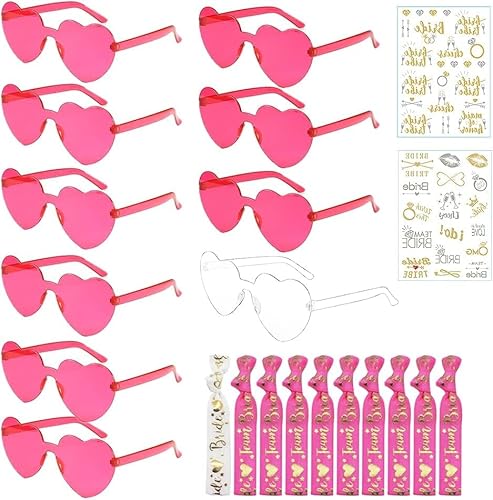 HuaMuDM 22 Stück Jga Brille Team,Herz Sonnenbrille, Party Sonnenbrille Team Bride, Hippie Herzförmige Brille, JGA Partybrillen Bride Herz Brillen,JGA Deko Accessoires von HuaMuDM