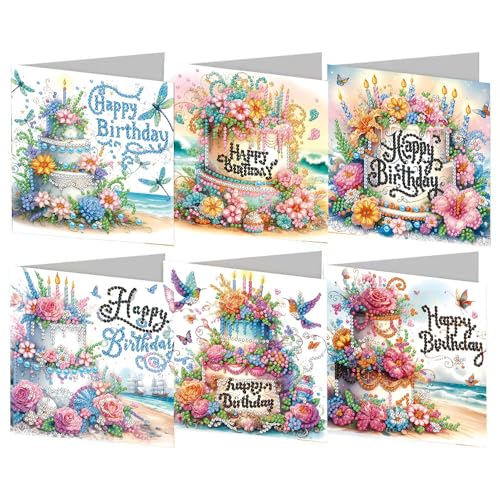 Huacan Diamant Painting Gruß Karten 6 8 Stück Weihnachten Grußkarte Mit Umschlag 5D DIY Diamond Weihnachtskarten Kit Neujahr Geschenk für Familien Paare und Freunde von Huacan