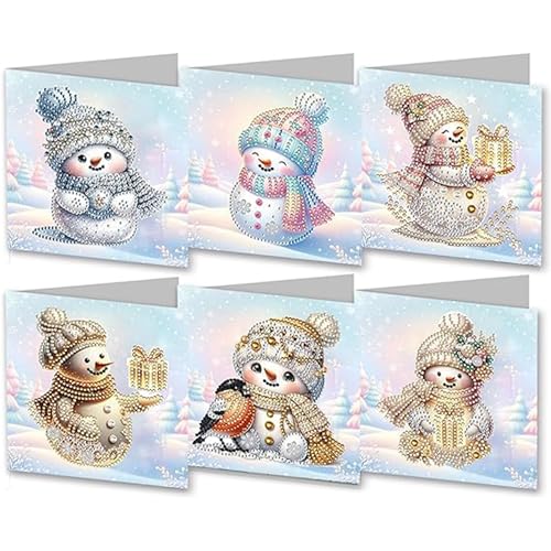 Huacan Diamant Painting Grußkarten Weihnachten 6 Stück Grußkarte Mit Umschlag 5D DIY Diamond Weihnachtskarten Kit Neujahr Geschenk für Familien Paare und Freunde von Huacan