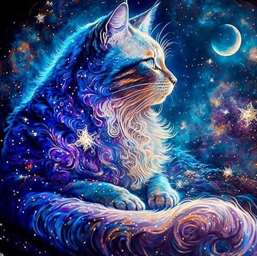 Huacan Diamond Painting AB Steine Katze Diamant Paintings Bilder Malerei Voll Runde Stickerei für Kinder Erwachsene Haus Wand Zimmer Dekor 30x30cm von Huacan