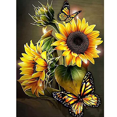 Huacan Diamond Painting Erwachsene Sonnenblumen Foto Diamant Paintings Bilder Blumen Voll Eckige Bohrer Sonnenblume Diamante Malerei Stickerei für Kinder Home Wall Decor 30x40cm von Huacan