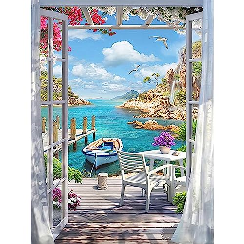 Huacan Diamond Painting Landschaft Diamant Paintings Bilder Malerei Voll Runde Stickerei für Kinder Erwachsene Haus Wand Zimmer Dekor 30x40cm von Huacan