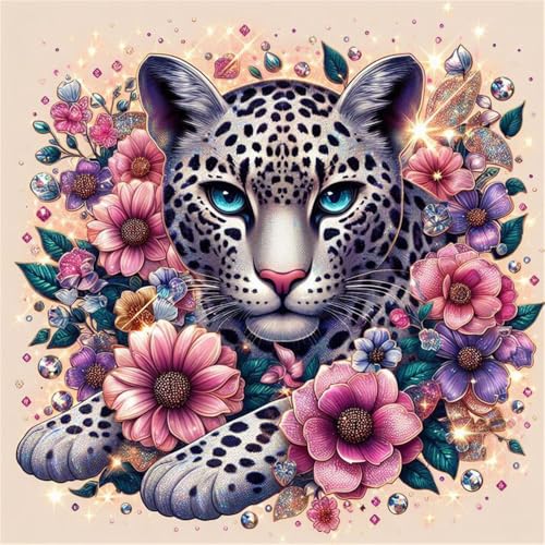 Huacan Diamond Painting Leopard Eckige AB Steine Erwachsene Diamant Paintings Bilder Voll Drill Malerei für Home Wall Decor Bild Größe 30x30cm von Huacan