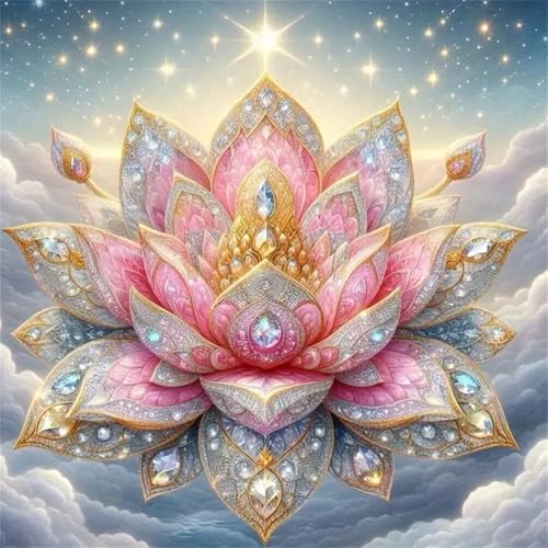 Huacan Diamond Painting Mandala Eckige Steine Erwachsene AB Diamant Paintings Bilder Voll Drill Lotusblume Malerei für Home Wall Decor Bild Größe 30x30cm von Huacan