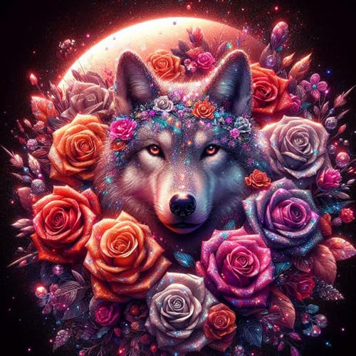 Huacan Diamond Painting Wolf Eckige AB Steine Erwachsene Diamant Paintings Bilder Voll Drill Malerei für Home Wall Decor Bild Größe 30x30cm von Huacan