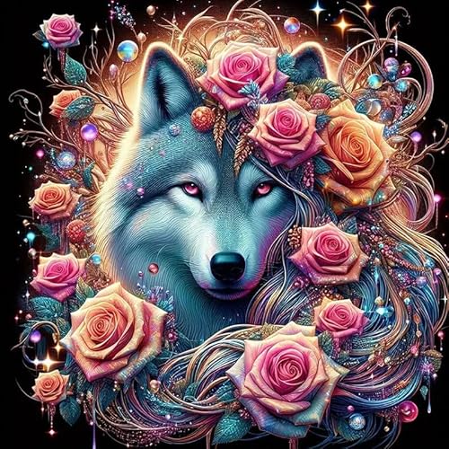 Huacan Diamond Painting Wolf Eckige AB Steine Erwachsene Diamant Paintings Bilder Voll Drill Malerei für Home Wall Decor Bild Größe 30x30cm von Huacan