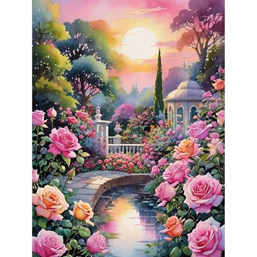 Huacan Kreuzstich-Set, Landschaft, bedruckt, Gitterstoff, Kreuzstich-Set, 11 CT, DIY, Handarbeit, für Erwachsene, Anfänger, 40 x 50 cm von Huacan