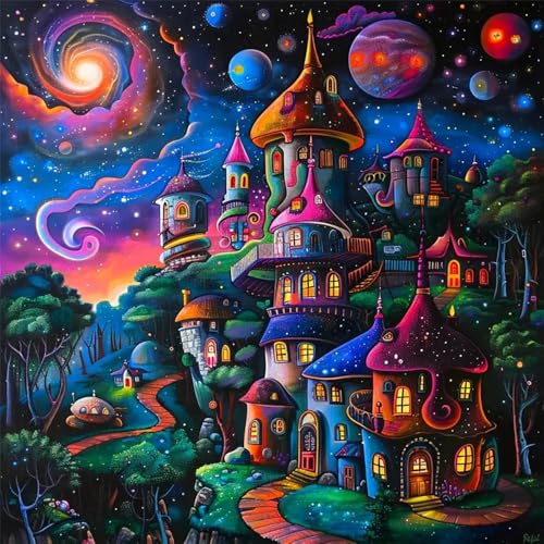 Huacan Kreuzstich Set Vorgedruckt Landschaft Muster Stickerei 11-Fädig Geprägt Haus Embroidery Kit für Erwachsene Anfänger Älter 40x40cm von Huacan