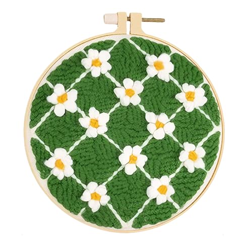Huacan Punch Needle Stickerei Set für Anfänger Erwachsene Blume Stanznadel Stickerei Kit Blumen Embroidery Starter Kits von Huacan