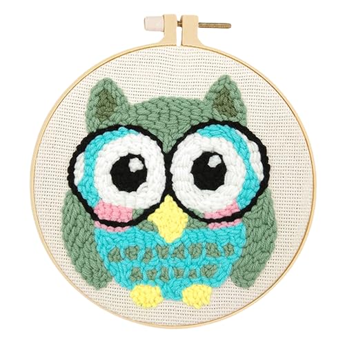 Huacan Punch Needle Stickerei Set für Anfänger Erwachsene Eule Stanznadel Stickerei Kit Animal Embroidery Starter Kits von Huacan