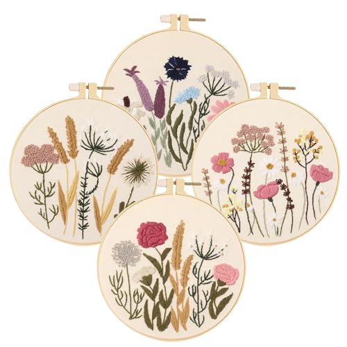 Huacan Stickerei Set für Anfänger Adults 4 Stück Diy Stickset Blumen Muster Pflanzen Kreuzstich Set Kunst Handwerk Geschenk 20 x 20 cm Huacan Stickerei Set für Anfänger Adults 4 Stück Diy Stickset Blumen Muster Pflanzen Kreuzstich Set Kunst Handwerk Geschenk 20 x 20 cm von Huacan