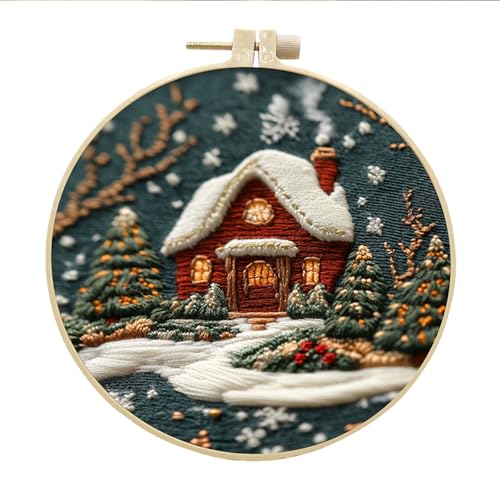 Huacan Stickerei Set für Erwachsene Anfänger Weihnachten 1 Stück Diy Vorgedruckt Muster Handmade Embroidery Kit 20x20cm von Huacan