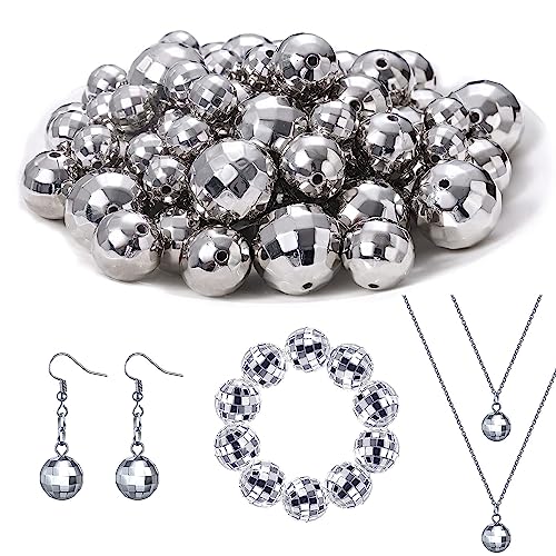 Huaerle Discokugel-Perlen, Mini-Discokugel-Perlen, reflektierende Spiegelkugel-Charms, Discokugel-Anhänger für 70er-/80er-Jahre, Disco-Motto-Party-Armband, Halskette, Ohrringe, Bastelarbeiten, 4 von Huaerle